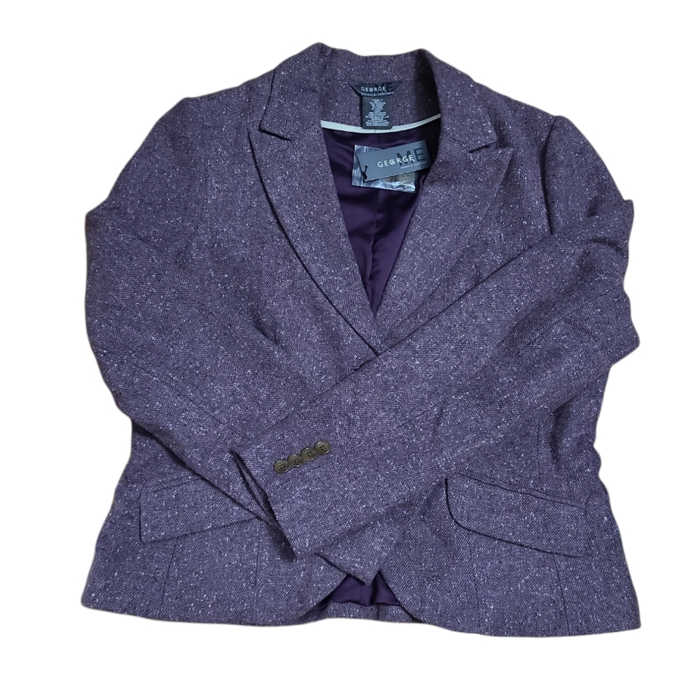 New Women’s George Plum Purple Marled Twill Blazer Jacket Size 16